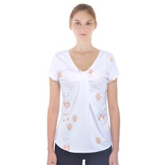 Dachshund Dog Pattern T- Shirt Dachshund Dog Breed Cute Pattern T- Shirt Short Sleeve Front Detail Top by maxcute