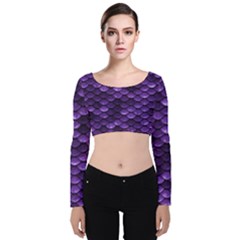 Purple Scales! Velvet Long Sleeve Crop Top