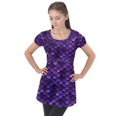 Purple Scales! Puff Sleeve Tunic Top by fructosebat
