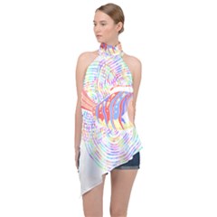 Fishing Gift T- Shirtfish T- Shirt (2) Halter Asymmetric Satin Top by maxcute
