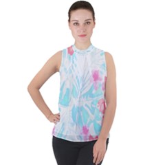 Hawaii T- Shirt Hawaii Diana Flower Pattern T- Shirt Mock Neck Chiffon Sleeveless Top by maxcute