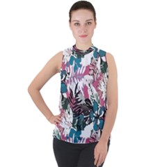 Hawaii T- Shirt Hawaii Quater Pattern T- Shirt Mock Neck Chiffon Sleeveless Top by maxcute