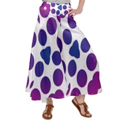 Purple Blue Repeat Pattern Satin Palazzo Pants by Ravend