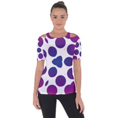 Purple Blue Repeat Pattern Shoulder Cut Out Short Sleeve Top