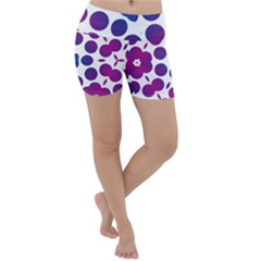 Purple Blue Repeat Pattern Lightweight Velour Yoga Shorts by Ravend