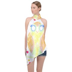 Owl Design T- Shirtowl T- Shirt Halter Asymmetric Satin Top by maxcute