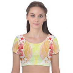 Owl Illustration T- Shirtowl T- Shirt Velvet Short Sleeve Crop Top 
