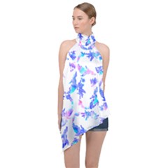 Pattern T- Shirtpattern T- Shirt Halter Asymmetric Satin Top by maxcute