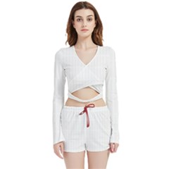 Rectangular Seamless Pattern T- Shirt Rectangular Grid Pattern - White T- Shirt Velvet Wrap Crop Top And Shorts Set by maxcute