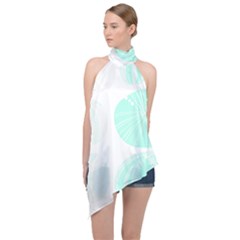 Sea Urchins T- Shirt Sea Urchins T- Shirt Halter Asymmetric Satin Top by maxcute
