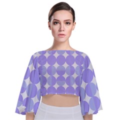 Vintage Pattern T- Shirt Very Peri Vintage 1960 Geo Op Art, Retro 60s And 70s Violet Pattern Tie Back Butterfly Sleeve Chiffon Top by maxcute