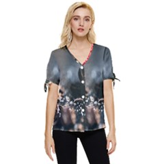 Chocolate Dark Bow Sleeve Button Up Top by artworkshop