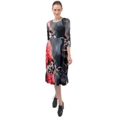 Chocolate Dark Ruffle End Midi Chiffon Dress by artworkshop