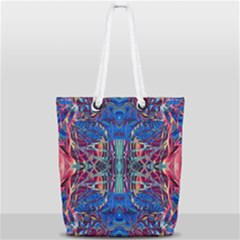 Cobalt Arabesque Full Print Rope Handle Tote (small) by kaleidomarblingart