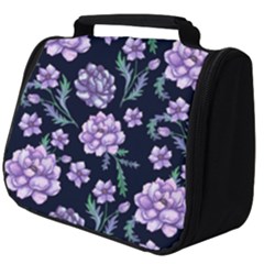 Elegant Purple Pink Peonies In Dark Blue Background Full Print Travel Pouch (big) by augustinet