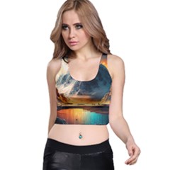 Abstract Color Colorful Mountain Ocean Sea Racer Back Crop Top