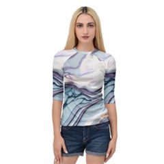 Marble Abstract White Pink Dark Art Quarter Sleeve Raglan Tee