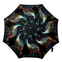 Peacock Bird Feathers Colorful Texture Abstract Hook Handle Umbrellas (large) by Pakemis