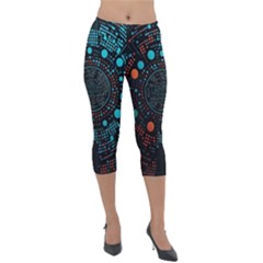 Big Data Abstract Abstract Background Lightweight Velour Capri Leggings  by Pakemis
