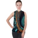 Big Data Abstract Abstract Background Backgrounds Mock Neck Chiffon Sleeveless Top View1