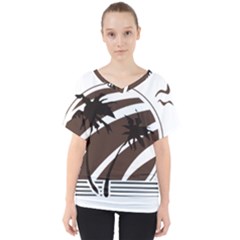 Palm Tree Design-01 (1) V-neck Dolman Drape Top by thenyshirt