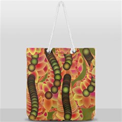 Abstract Background Digital Green Full Print Rope Handle Tote (large) by Ravend