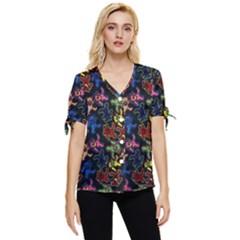 Bears Colors Dead Head Deadhead Grateful Dead Bow Sleeve Button Up Top by Sapixe