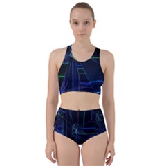 Screen Glitch Broken  Crack  Fracture  Glass Pattern Racer Back Bikini Set by Sapixe
