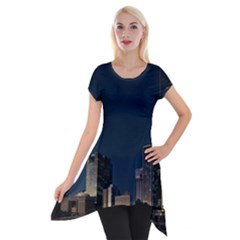 Skyline Brisbane Sunset Downtown Short Sleeve Side Drop Tunic