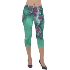 Fractal Spiral Template Abstract Background Design Lightweight Velour Capri Leggings  by Ravend