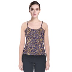 Spiral Pattern Texture Fractal Circle Geometry Velvet Spaghetti Strap Top by Ravend