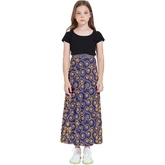 Spiral Pattern Texture Fractal Circle Geometry Kids  Flared Maxi Skirt by Ravend