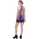 Abstract Colorful Art Pattern Design Fractal Halter Asymmetric Satin Top View2