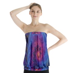Fractal Fractals Spiral Vortex Blue Dark Art Strapless Top by Ravend