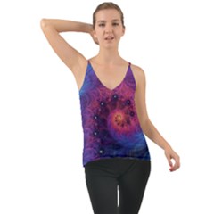 Fractal Fractals Spiral Vortex Blue Dark Art Chiffon Cami by Ravend