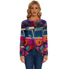 Ai Generated Beetle Volkswagen Bug Car Bus Long Sleeve Crew Neck Pullover Top by danenraven