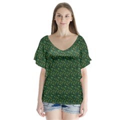 I Sail My Woods V-neck Flutter Sleeve Top