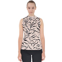 Leaves Plants Poster Drawing Mock Neck Shell Top by Ravend