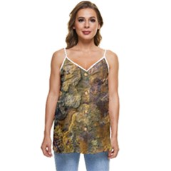 Rusty Orange Abstract Surface Casual Spaghetti Strap Chiffon Top by dflcprintsclothing
