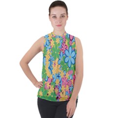 Flower Spring Background Blossom Bloom Nature Mock Neck Chiffon Sleeveless Top by Ravend
