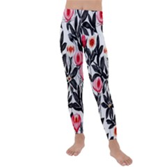 Beautiful Elegant Botanical Flowers Kids  Lightweight Velour Leggings by GardenOfOphir
