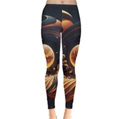 Ai Generated Swirl Space Design Fractal Light Abstract Leggings  by Ravend