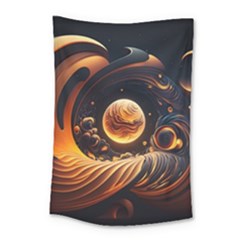 Ai Generated Swirl Space Design Fractal Light Abstract Small Tapestry by Ravend