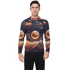 Ai Generated Swirl Space Design Fractal Light Abstract Men s Long Sleeve Rash Guard by Ravend