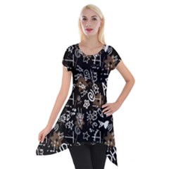 Background Pattern Graphic Beautiful Wallpaper Short Sleeve Side Drop Tunic