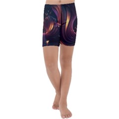 Ai Generated Swirls Space Design Fractal Light 3d Art Pattern Kids  Lightweight Velour Capri Yoga Leggings by Ravend