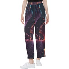 Ai Generated Swirls Space Design Fractal Light 3d Art Pattern Women s Pants  by Ravend