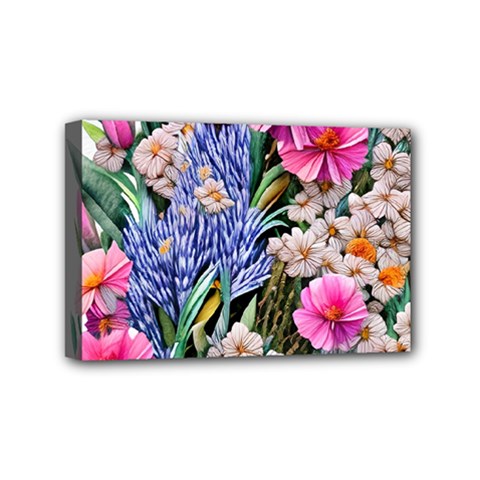Bountiful Watercolor Flowers Mini Canvas 6  X 4  (stretched) by GardenOfOphir