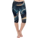 Ai Generated Swirl Space Design Fractal Light Lightweight Velour Cropped Yoga Leggings