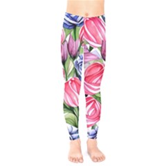Charming Foliage – Watercolor Flowers Botanical Kids  Classic Winter Leggings by GardenOfOphir